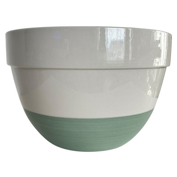 Crate & Barrel Other - Crate & Barrel Large Ceramic Mixing Bowl Green White 9.25” D